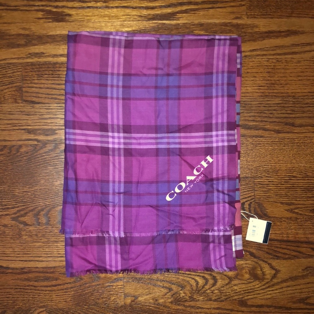 COACH Wool Plaid Scarf